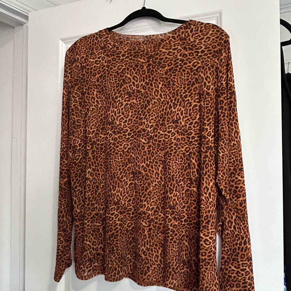 INC International Concepts Leopard Print Long Sleeve Blouse Size 2X - NEVER WORN